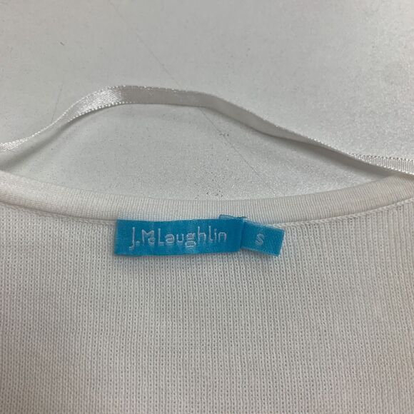 J. McLaughlin Cardigan Womens S Small Fringe Hem Open Front Collarless Cropped - Picture 9 of 14